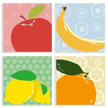 Imagem de Stupell Industries Conjunto de arte de placa de parede Bright Kitchen Fruits 4 peças por Daniela Santiago, 12 x 12