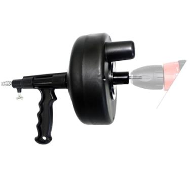 Imagem de Edward Tools Acessório de broca de drenagem - Serpente de dreno de cabo de aço de 4,5 m para pia, banheira e tamancos de chuveiro - Tambor de plástico de alto impacto resistente - compatível com a