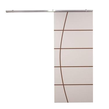 Imagem de Porta De Correr Branco Prime Frisada Kit Alumínio F01 - 210x80