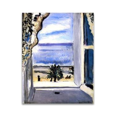 Imagem de RYLJCZ Famosa reprodução de arte de parede - pinturas famosas abstratas de Matisse - impressão em tela - fotos decorativas de sala de estar de escritório (janela aberta) 40 x 56 cm (15,8 x 22,0 pol)