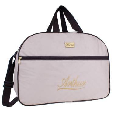 Imagem de Bolsa Maternidade Grande com Nome Personalizado Modelo Luxo (Bege Menino)