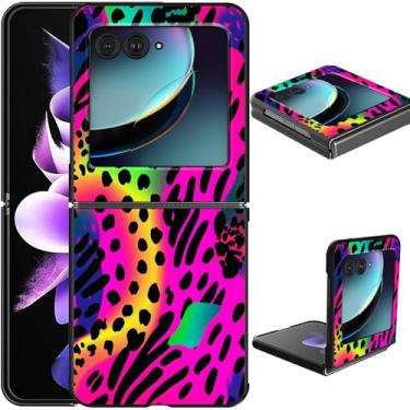 Imagem de GFRGTFHYT Capa para celular Motorola Razr Plus 2024/Moto Razr 50 Ultra, fina, leve, rígida, com design de estampa de leopardo, para mulheres, Wen, capa protetora à prova de choque para Moto Razr+ 2024