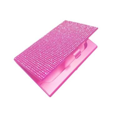 Imagem de YIJU Organizador de cartão de visita de cartão de visita de shinestone com latch cardcase Id Card Case para agências de viagens Escritórios de homens , Rosa