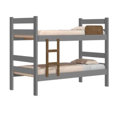 Imagem de Beliche Solteiro MDF Com Escada  Prisma - J&A Móveis - j&amoveis, Cinz