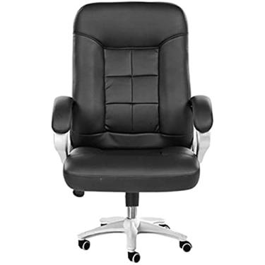 Imagem de Cadeira de mesa para jogos de couro PU com função de balanço cadeira giratória executiva e ergonômica Beacapacity: 150 kg preta (Cor: Preto)