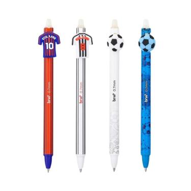 Imagem de Kit 04 Canetas Gel Apagável 0.7mm Soccer Futebol - BRW