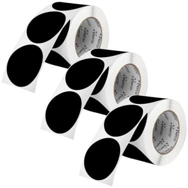 Imagem de Perco Etiquetas adesivas redondas pretas de 7,5 cm - Pacote com vários rolos (3 rolos, 500 etiquetas cada) - Adesivo permanente, cores vibrantes, fixação forte - perfurado para uso fácil - Feito nos
