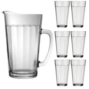 Imagem de Kit Jogo 6 Copos 450ml + Jarra Vidro Estilo Americano Nadir Drink Suco