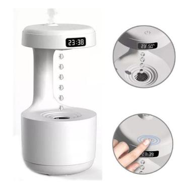 Imagem de Umidificador De Ar difusor água essência Relógio digital Gotas 800ml á