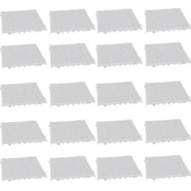 Imagem de Kit 20 Piso De Plástico Modular 50x50x3 Cm Branco - Tna Plast
