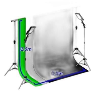 Imagem de Sup Fundo Infinito + 2 Tripés Com Holofote + 3 Tecidos 3X2 - Projehous