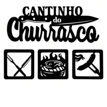 Imagem de Kit Placas Cantinho do Churrasco 4 Placas em MDF Preto - Wood Shop