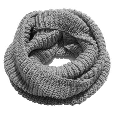 Imagem de Cachecol feminino de malha quente grosso macio tamanho único cachecol confortável moda clássica cachecol grosso, cachecol para mulheres, Cinza, Grey