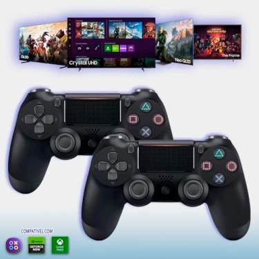 Imagem de KIT com 02 Controles Game Bluetooth para TV SAMSUNG PHILIPS TCL LG SONY Google TV Tizen Game Hub Game Pass GeForce NOW WebOS Android TV Roku TV PC QLED 3em1 4K AU7700 Cu7700 DU7700 alta compatibilidade