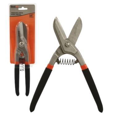 Imagem de Tesoura Metal Reta Profissional Chapas Calhas Montante de Drywall (10")