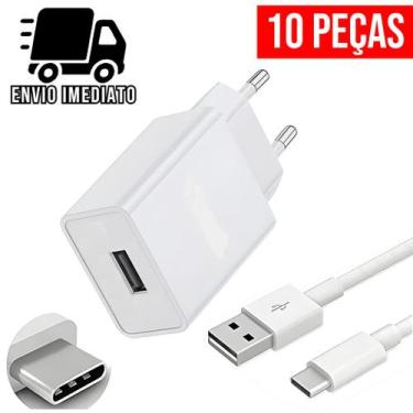 Imagem de Kit 10 Carregador Turbo Tipo C USB com Cabo Super Rapido 5.0A - Maxmíd
