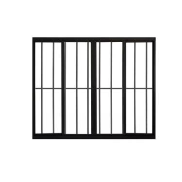 Imagem de Janela de Correr 4 Folhas C/ Grade Alumínio Preto 1.00 X 1.00 Linha Mo