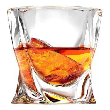 Imagem de Kit Jogo 6 Copos De Vidro Whisky 300ml Gelo Quadrado Torcido