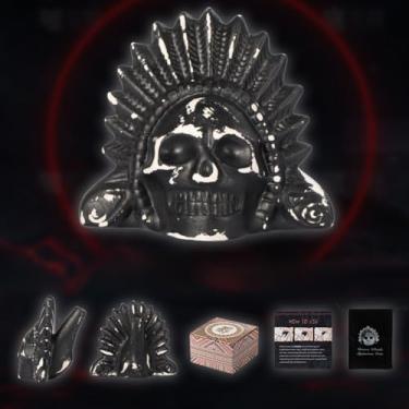 Imagem de Apito da morte asteca autêntico, até 125+ decibéis grita apito humano assustador para o Halloween, design exclusivo de caveira (branco)