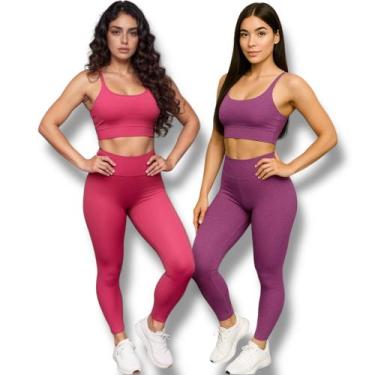 Imagem de Kit c/ 2 CALÇAS LEG Legging BASICA Cintura Alta Fitness Treino Casual 