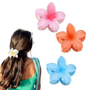 Imagem de 3 Presilha De Flor Moda Prendedor De Cabelo Piranha Flor Cores Vivas -