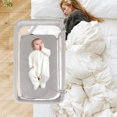 Imagem de Berço de cabeceira para bebês INFANS, altura ajustável, bege