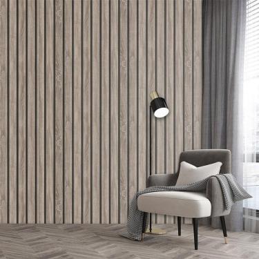 Imagem de Papel De Parede Ripas De Pinus Cinza Ripado Adesivo Lavavel