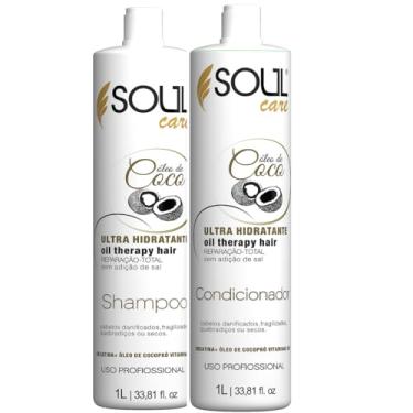Imagem de Kit Shampoo e Condicionador Profissional com Óleo de Coco Soul Care | Hidratação Intensa e Reparação Capilar (1l)