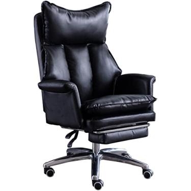 Imagem de Cadeira executiva de mesa comercial cadeira gerencial de couro de vaca de primeira camada, cadeira giratória reclinável para computador, cadeira executiva ergonômica com apoio para os pés, fácil de