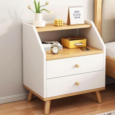 Imagem de Mesa de cabeceira com gaveta e prateleira aberta, armário de cabeceira nórdico moderno estilo simples mesa de canto sofá mesa lateral para sala de estar, quarto, entrada, casa, escritório, F