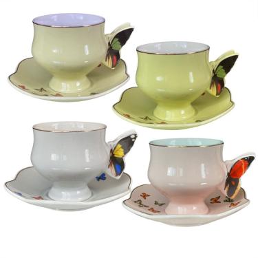 Imagem de Jogo Xícaras para Chá Papillon 4un 200ml Borda Dourada L`Hermitage