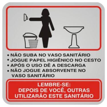 Imagem de Placa de Alumínio Auto-Adesiva 12x12cm Educativa Sanitario Feminino - 