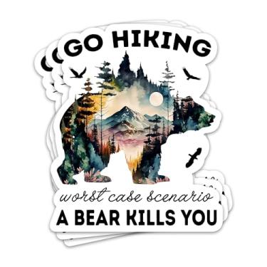 Imagem de Adesivo engraçado de 3 peças Go Hiking Worst Case Adventure Sticker Funny Outdoor Adventure Hiking Dark Humor Floresta Vida Selvagem Vinil Camping Wanderlust Adesivos para Laptop Garrafa de Água Copo