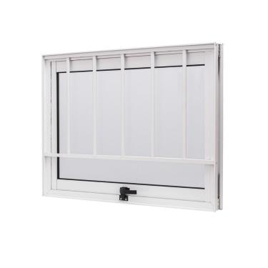 Imagem de Janela De Aluminio Maxim-ar 50x50cm Com Grade E Vidro Boreal Cristal Ramassol Branco