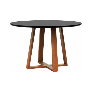 Imagem de Mesa De Jantar Madri Madeira Maciça - Amêndoa Tampo 120 Laqueado Preto