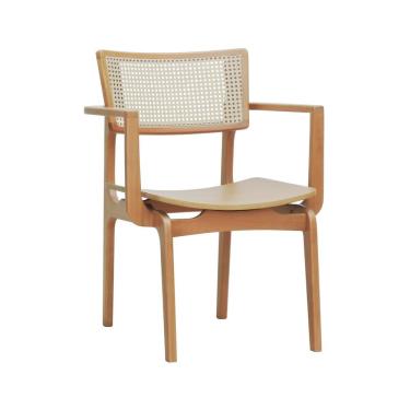 Imagem de Cadeira Apollo Madeira Maciça Com Braço Encosto Telinha Assento Anatômico - Natural Madeira