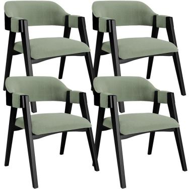 Imagem de Kit 4 Cadeiras Sala De Jantar Estar Living Estofada Suran L02 Preto Bouclê Oliva - Lyam Decor