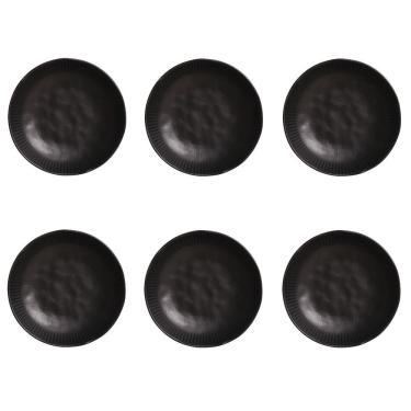 Imagem de Conjunto De Pratos Fundos 06 Peças Linhas Preto Matte Porto Brasil