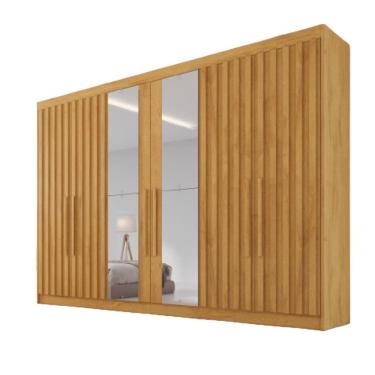 Imagem de Guarda Roupa 6 Portas 4 Portas Ripadas Potente com Espelho MDF - Móveis Europa