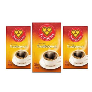 Imagem de Café 3 Corações Tradicional A Vácuo Kit 3 Pacotes De 250G - Tres Corac