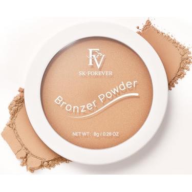 Imagem de FV Pó Bronzeador, Bronzeador Suave De Longa Duração, Sem Talco, Com Acabamento Fosco E Brilho Natural, Contorno Para Bochechas, Bronzeadores À Prova D'Água Tons Pele Claros (Bronzeador Claro, 0,28 O