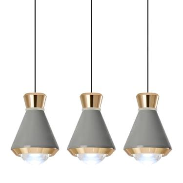 Imagem de zhllmq Mini Luminárias Pendentes Cinza E Douradas, Pacote Com 3, Luz Led Moderna Regulável, Pequena Para Iluminação De Quarto Sobre A Pia