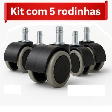 Imagem de Kit Com 5 Rodízios Rodinhas Para Cadeira de Escritório Gamer Poliureta