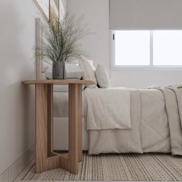 Imagem de Mesa de Cabeceira Redonda Lateral MDF Quarto e Sala Montagem por Encaixe