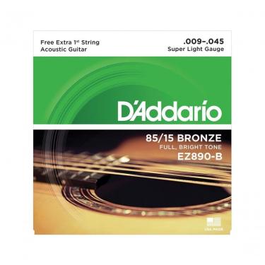 Imagem de Encordoamento De Aço Para Violão Ez890-b 6 Cordas Super Light .009-.045 - Corda Mi Extra