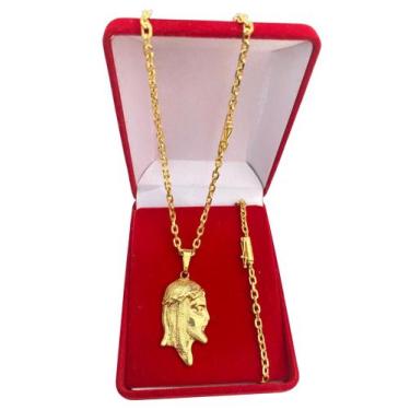 Imagem de Corrente masculina cadeado elo alongado 3,5 mm banhada a ouro 18 k+ pi