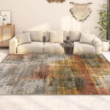 Imagem de Tapete abstrato fácil de limpar para sala de estar, sofá, área de estar, carpete grande, quarto, vestiário, tapete lavável (3,2 x 5,2 pés (100 x 160 cm) / CX037-Flannel-12)