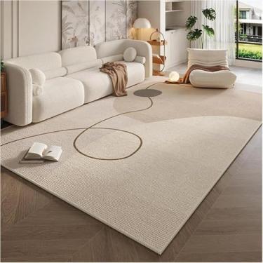 Imagem de Tapete de veludo cristalino simples estilo creme para sala de estar, mesa de centro, decoração de quarto, tapete para estudo e vestiário (120 x 200 cm, 47 x 79 polegadas/SJR-6)