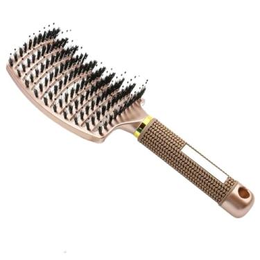 Imagem de Escova de massagem no couro cabeludo para prevenção de piolhos | Pente fino | Tratamento para remoção de lêndeas (dourado)