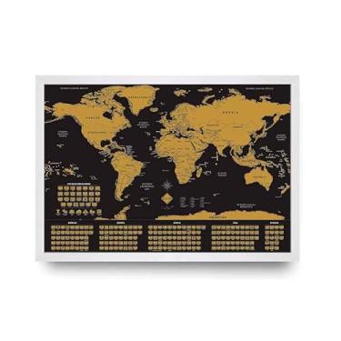 Imagem de Mapa Mundi Raspadinha C/Bandeiras 50x70 Com Moldura
